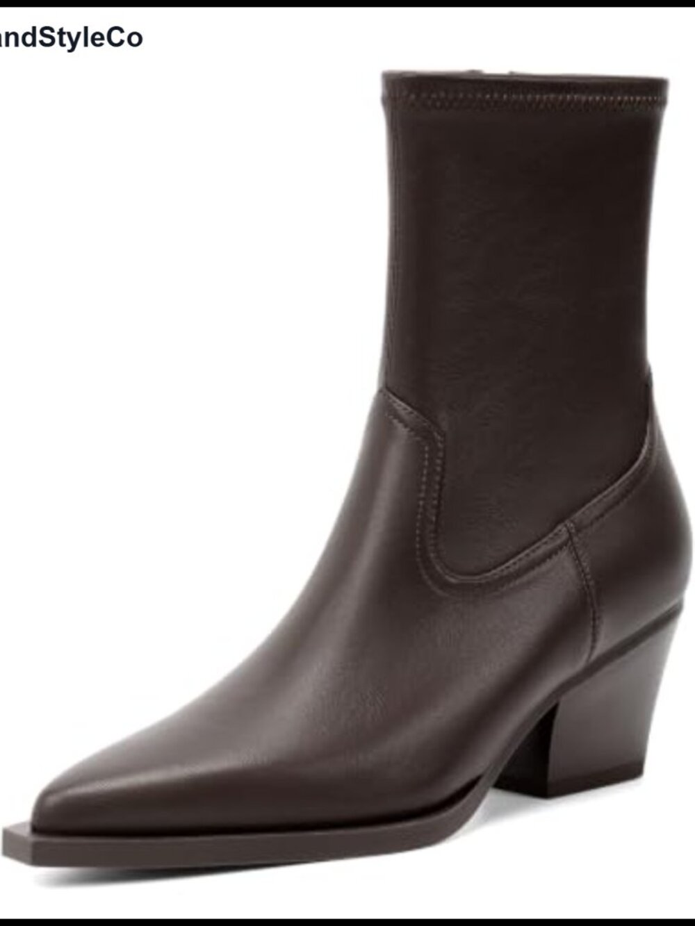Women's Pointed Toe Chunky Block Heel Ankle Boots Faux Leather Booties